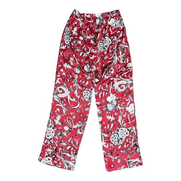 Victoria's Secret Red Black Cherry Satin Asian Wrap Top And Pants Pajama Set S - Picture 11 of 11